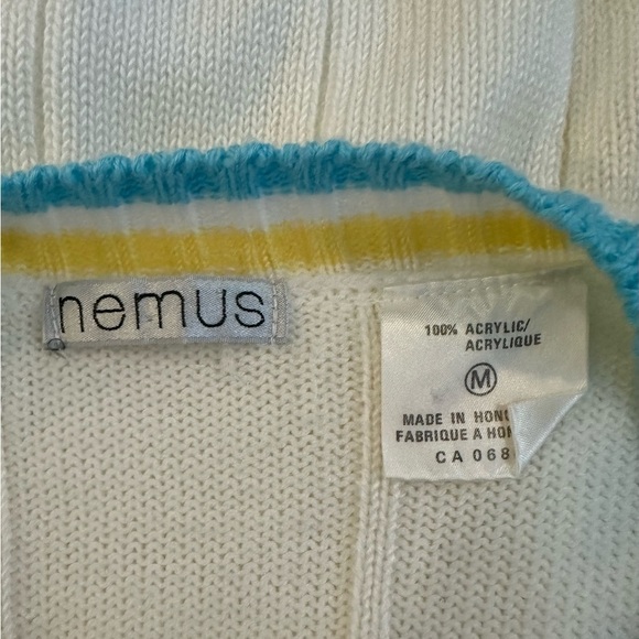 Nemus vintage pullover knit sweater Vneck 80s retro academia white striped SZ M - Picture 6 of 6